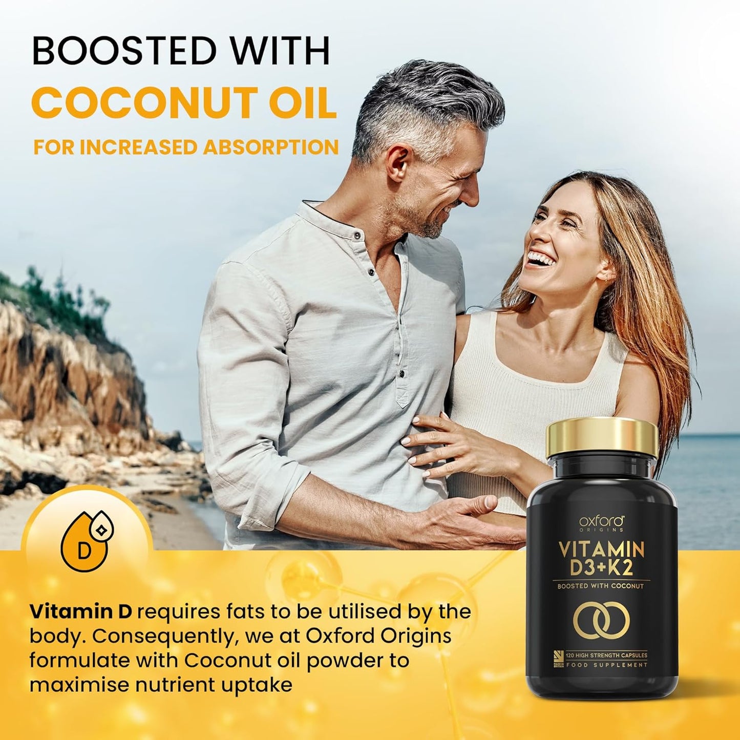 Vitamin D3 K2 Capsules - 4000 IU Vitamin D & 100mcg Vitamin K MK7