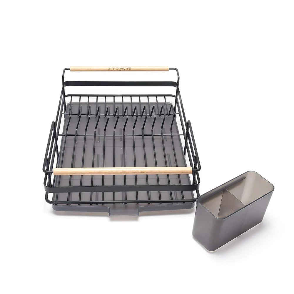 Premium Dish Drainer – Plate Drying Rack with Cutlery Holder & Drip Tray