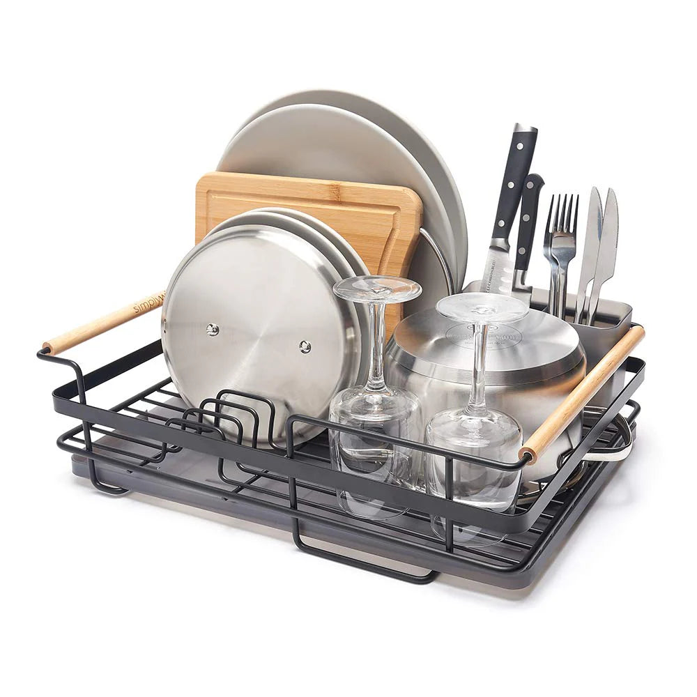 Premium Dish Drainer – Plate Drying Rack with Cutlery Holder & Drip Tray