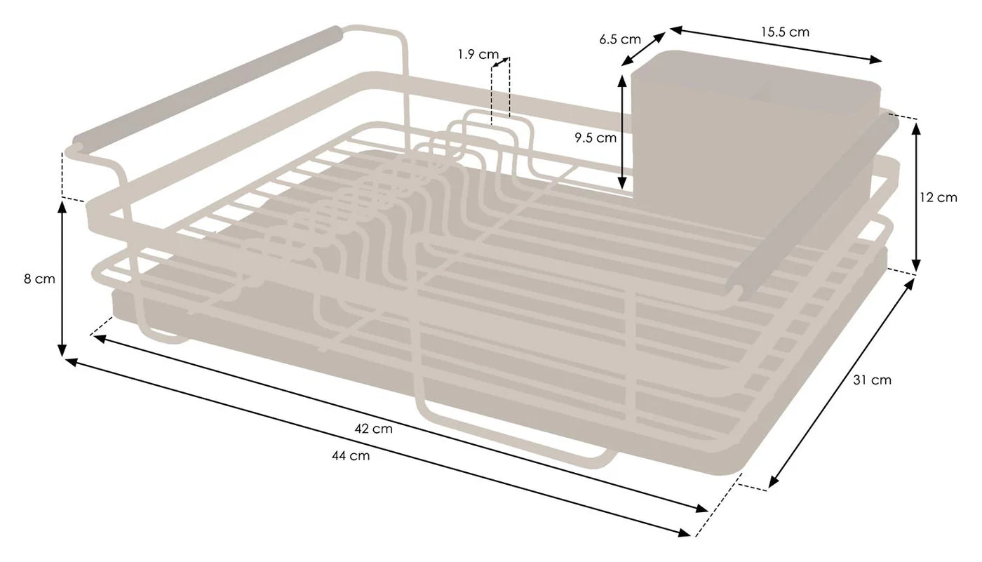 Premium Dish Drainer – Plate Drying Rack with Cutlery Holder & Drip Tray