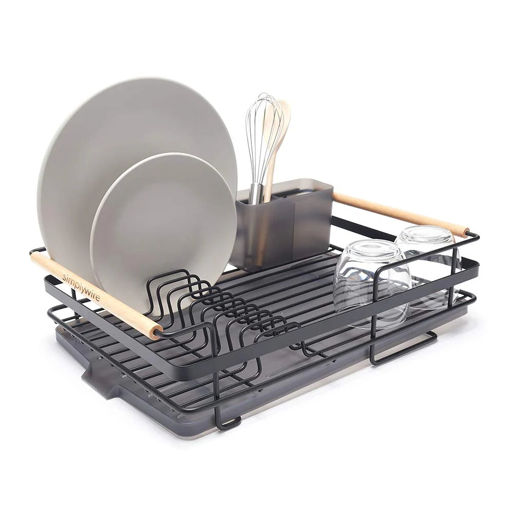 Premium Dish Drainer – Plate Drying Rack with Cutlery Holder & Drip Tray