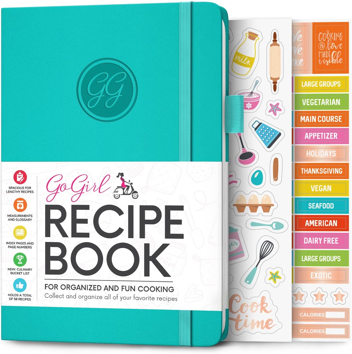 GoGirl Recipe Book – Blank Cookbook to Write In Your Own Recipes – Empty Cooking Journal for Family Recipes