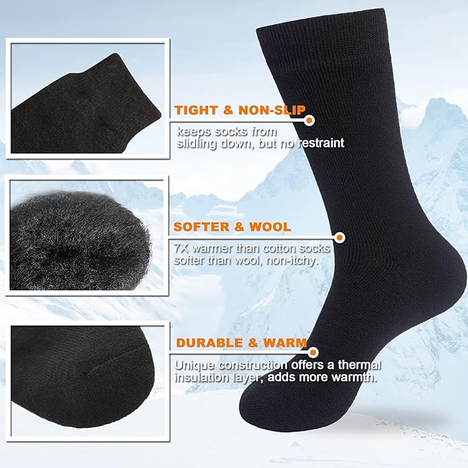 Thick Thermal Socks Insulated Heated Heavy Warm Socks For Winter Cold (4 Pack)