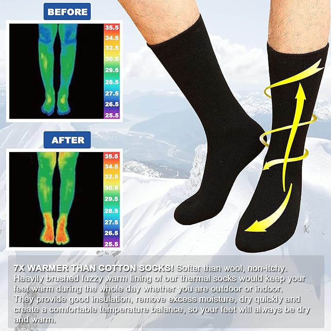 Thick Thermal Socks Insulated Heated Heavy Warm Socks For Winter Cold (4 Pack)