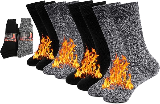 Thick Thermal Socks Insulated Heated Heavy Warm Socks For Winter Cold (4 Pack)